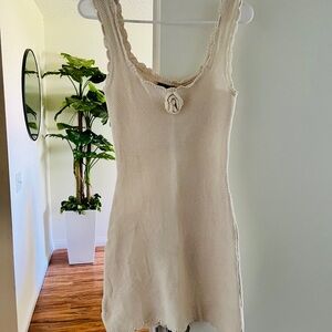 Wild Fable White Crochet Tank Dress Size Small
